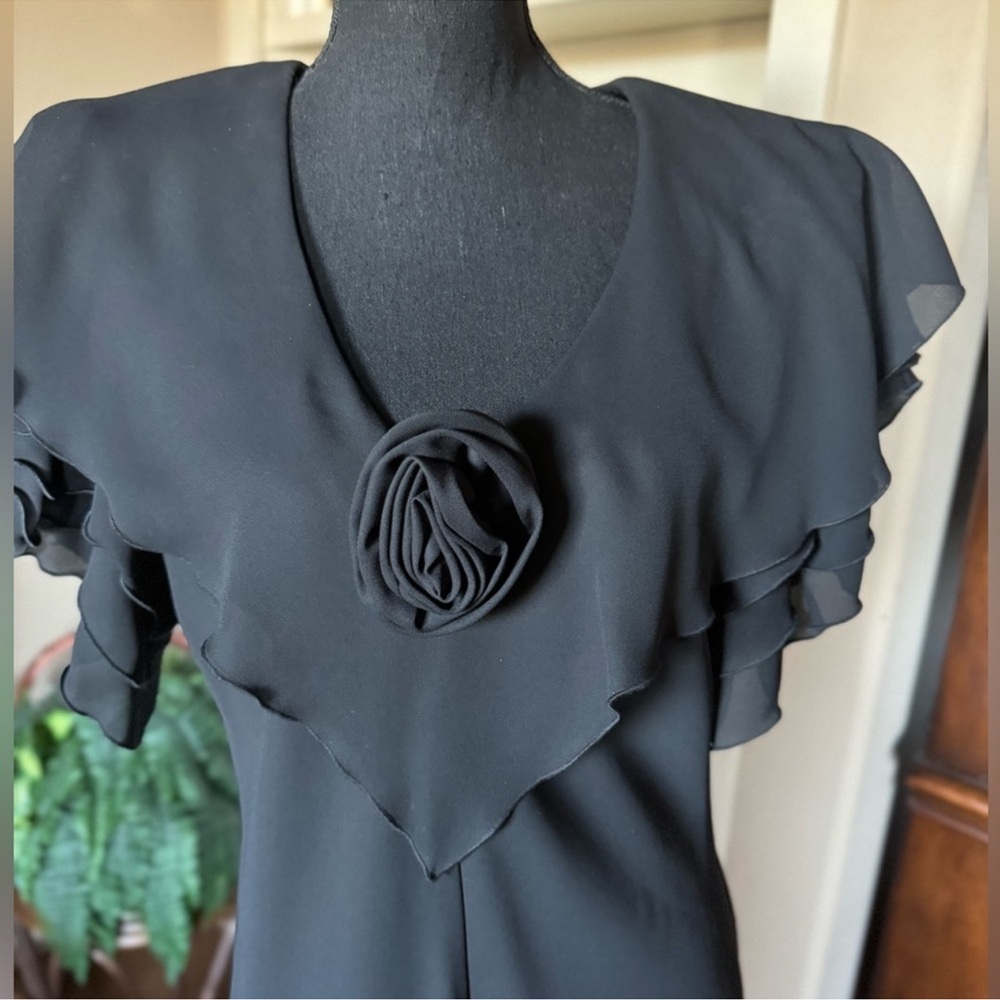 Vintage After Dark Black Ruffle Maxi‎ Dress - Picture 3 of 14
